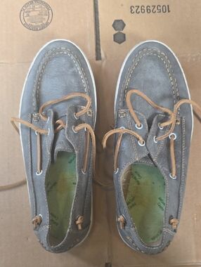 Men's Gray Suede Boat Shoes with Tan Laces